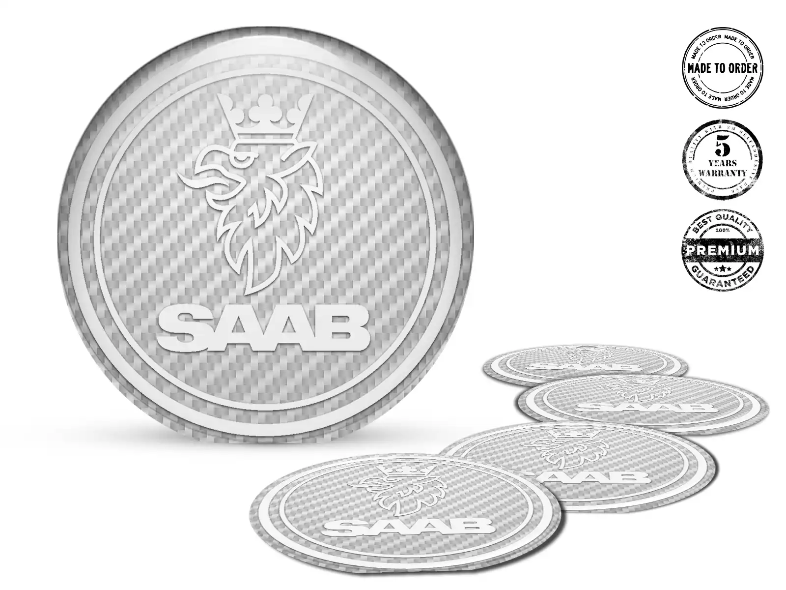 Saab Aufkleber auf Felgen Gewölbtes Plaketten-Set